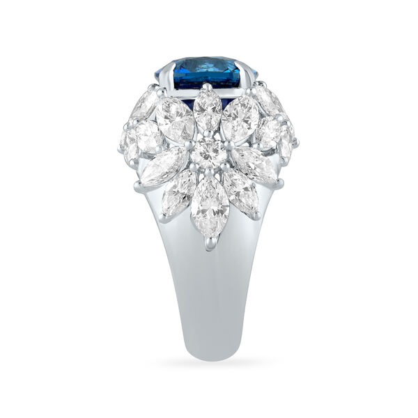 Sapphire Cushion-Cut Ring with Diamonds in White Gold